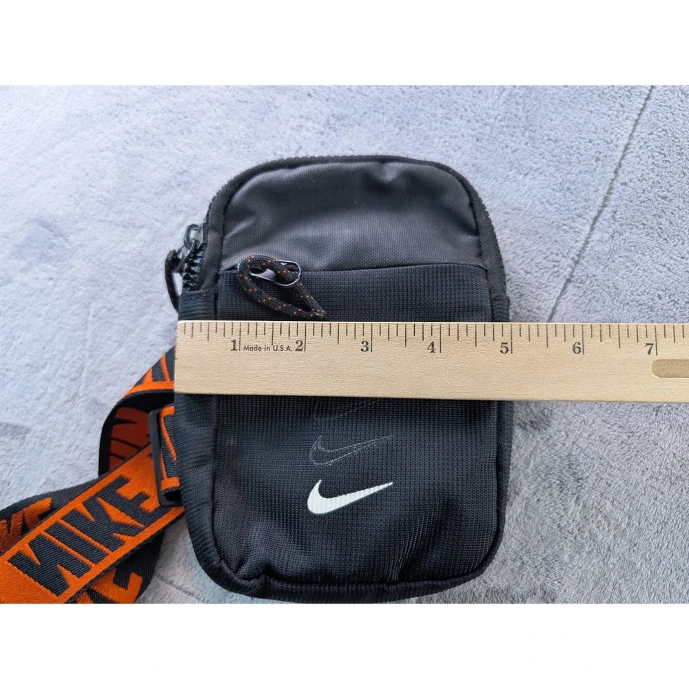 Nike Heritage Crossbody Sling Bag Unisex Small Black/Orange Mesh BA5871 010